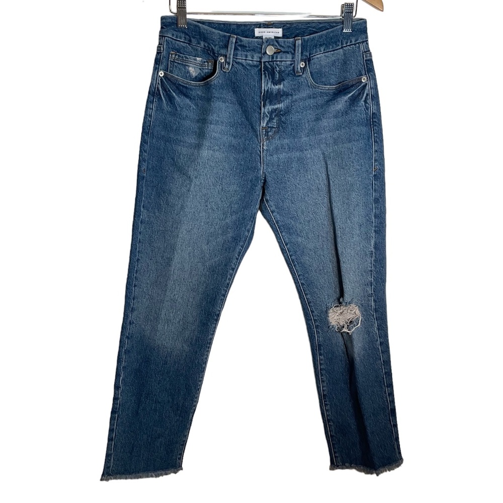 Good American Medium Wash Distressed Jeans 4/27